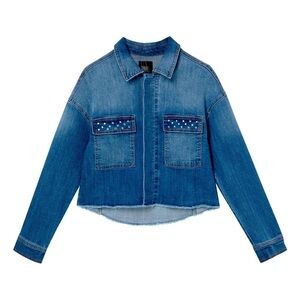 Truce NEW Kids Blue Crop Jean Jacket with Studded Pockets, Kids Size Small